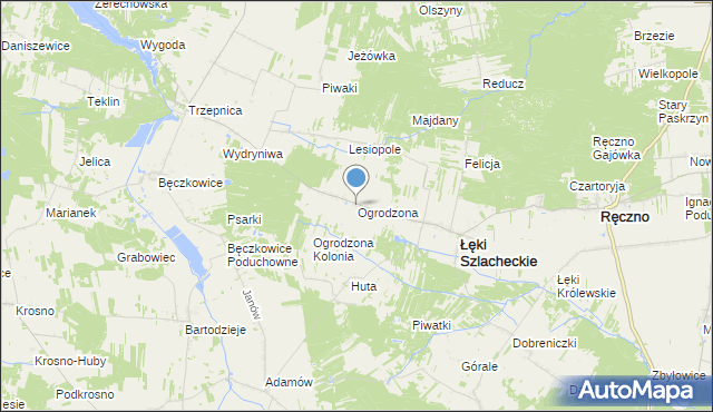 mapa Ogrodzona, Ogrodzona gmina Łęki Szlacheckie na mapie Targeo